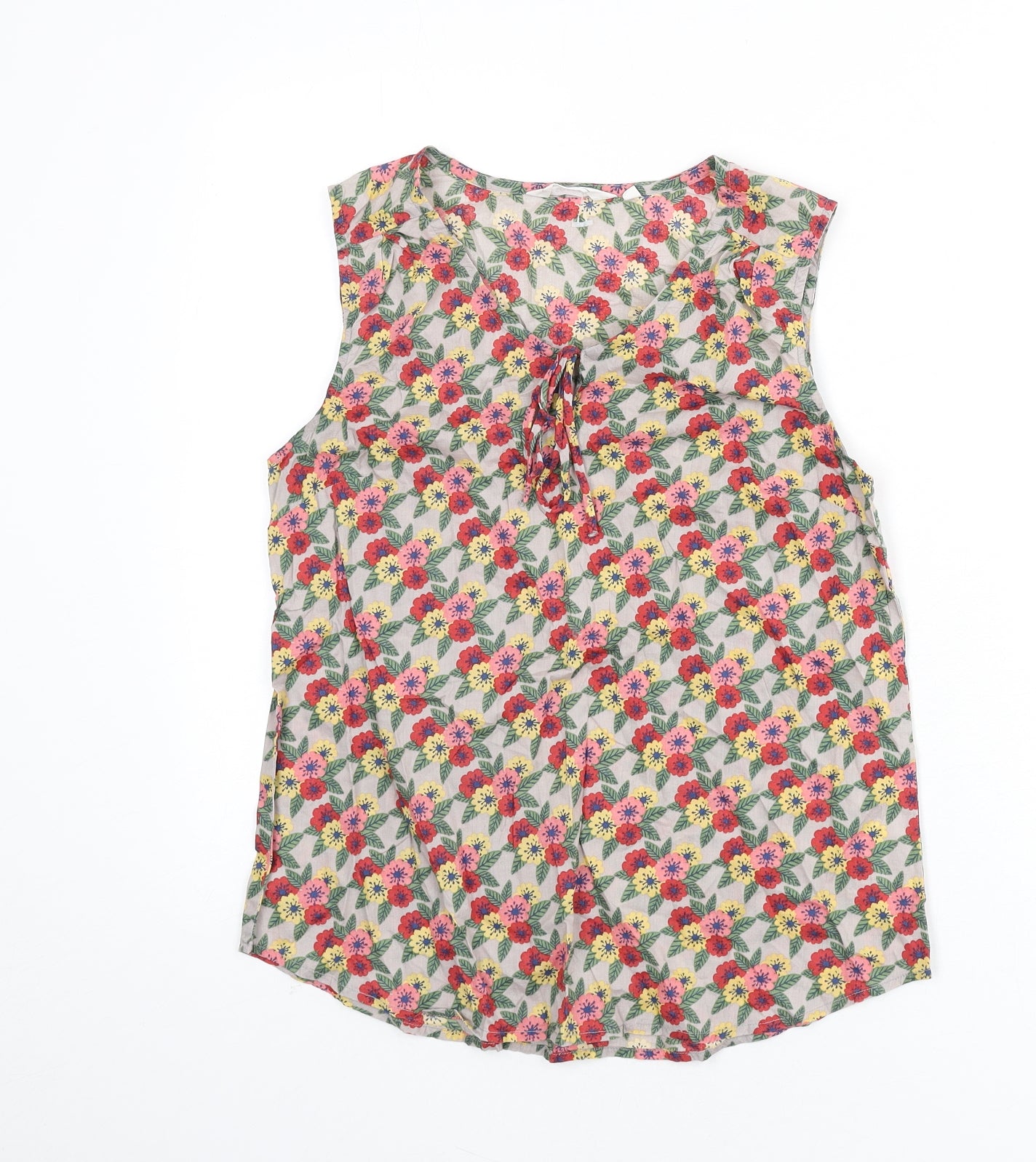Seasalt Womens Multicoloured Floral 100% Cotton Basic Tank Size 10 Scoop Neck