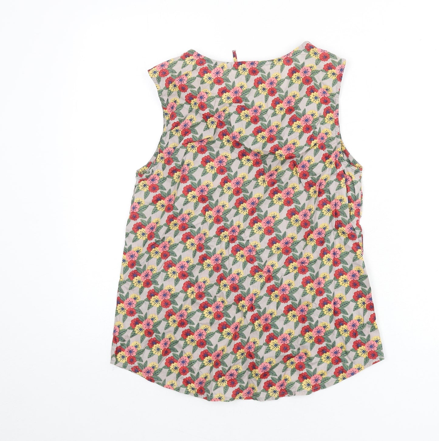 Seasalt Womens Multicoloured Floral 100% Cotton Basic Tank Size 10 Scoop Neck