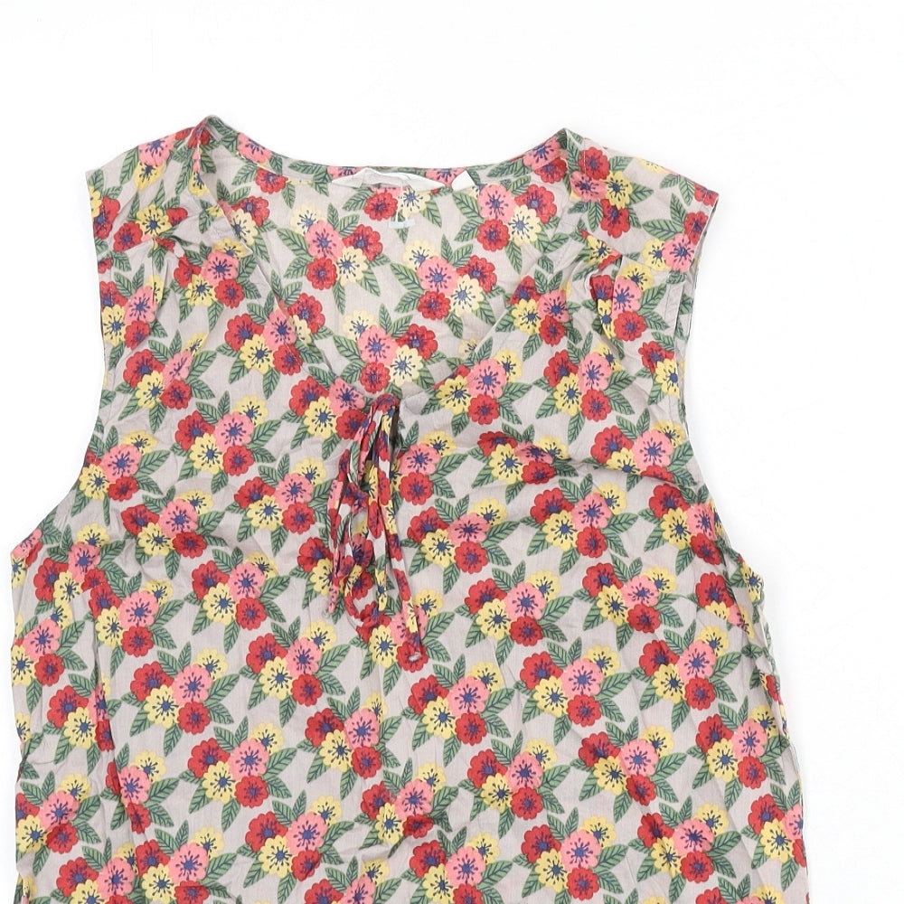 Seasalt Womens Multicoloured Floral 100% Cotton Basic Tank Size 10 Scoop Neck