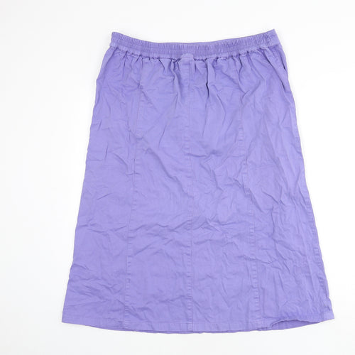 Cotton Traders Womens Blue Cotton A-Line Skirt Size 16 Drawstring