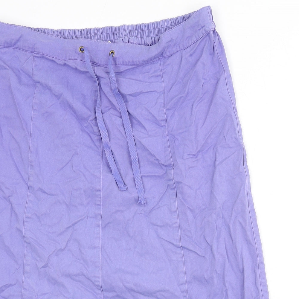 Cotton Traders Womens Blue Cotton A-Line Skirt Size 16 Drawstring