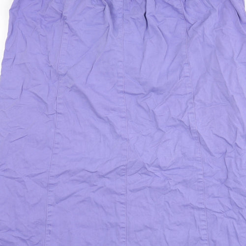 Cotton Traders Womens Blue Cotton A-Line Skirt Size 16 Drawstring