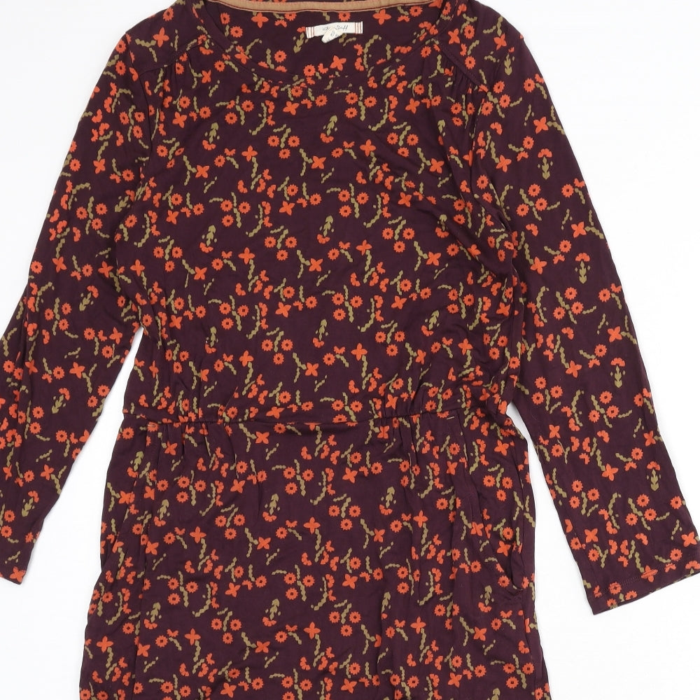 White Stuff Womens Red Floral Viscose A-Line Size 10 Round Neck Pullover