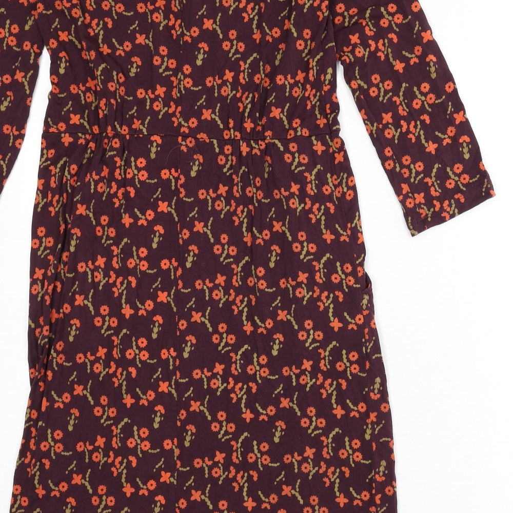 White Stuff Womens Red Floral Viscose A-Line Size 10 Round Neck Pullover