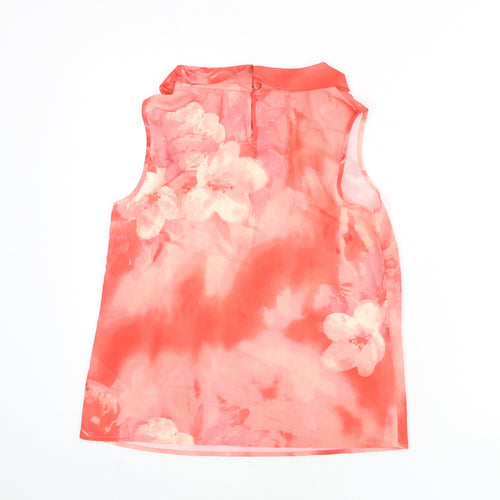 Debenhams Womens Pink Floral Polyester Basic Tank Size 10 Collared