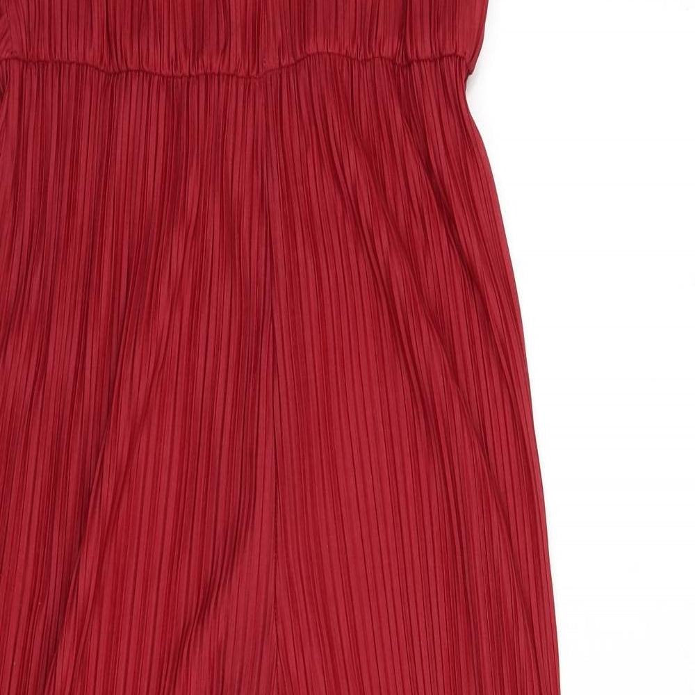 Topshop Womens Red Polyester Jumpsuit One-Piece Size 10 L20 in Pullover