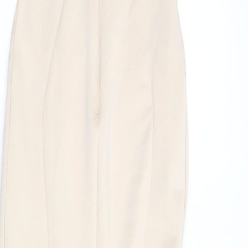Lipsy Womens Beige Polyester Mermaid Size 8 Round Neck Zip - Embroidered Detail, Lace Detail, Maxi