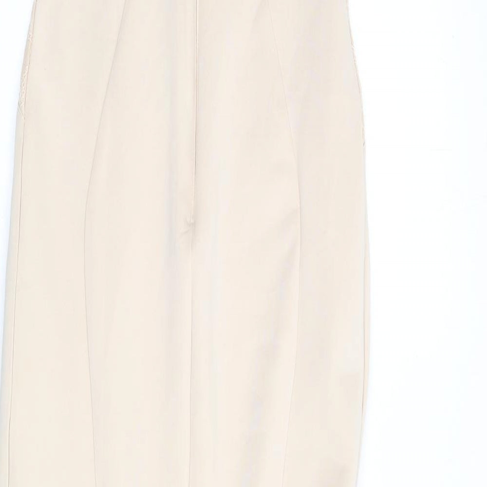Lipsy Womens Beige Polyester Mermaid Size 8 Round Neck Zip - Embroidered Detail, Lace Detail, Maxi