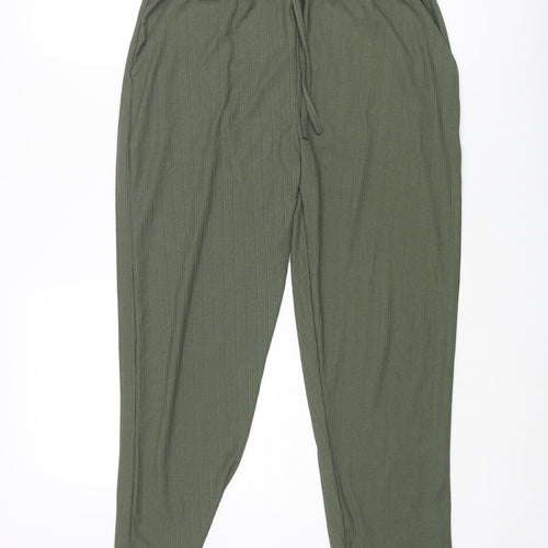 Misspap Womens Green Polyester Harem Trousers Size M L24 in Regular - Drawstring Detail