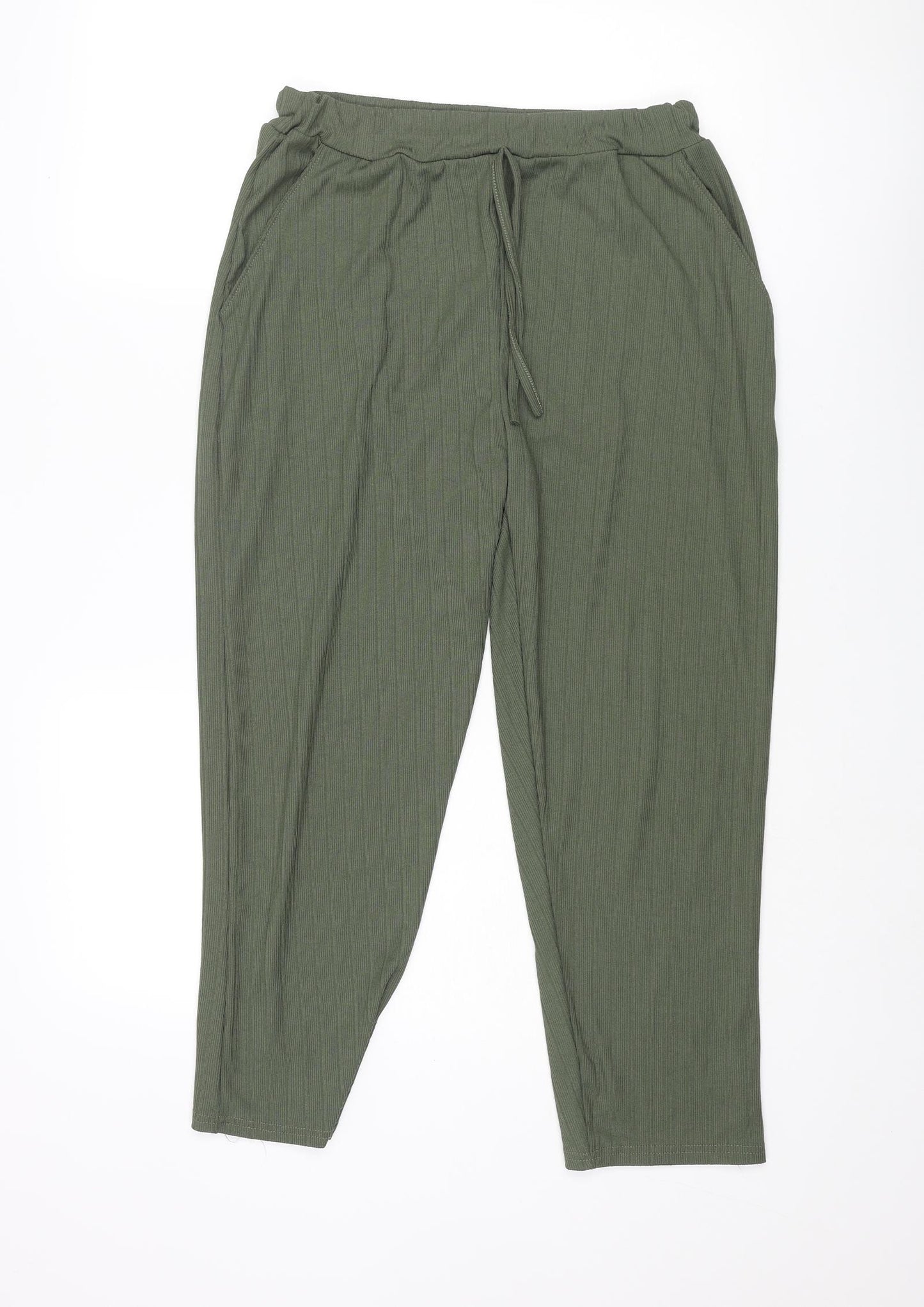 Misspap Womens Green Polyester Harem Trousers Size M L24 in Regular - Drawstring Detail