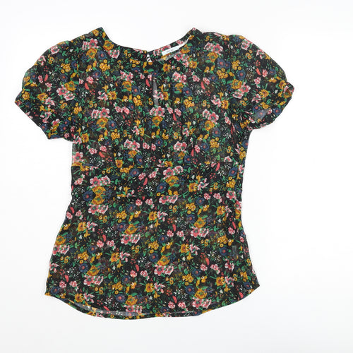 Kimchi Blue Womens Multicoloured Floral Polyester Basic Blouse Size M Round Neck - Semi Sheer