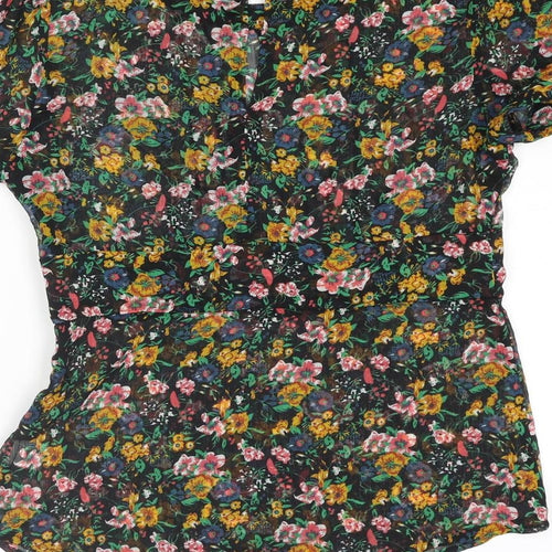 Kimchi Blue Womens Multicoloured Floral Polyester Basic Blouse Size M Round Neck - Semi Sheer