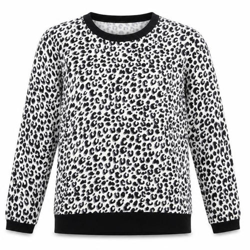 Roman Womens White Round Neck Animal Print Viscose Pullover Jumper Size 10 - Leopard Print