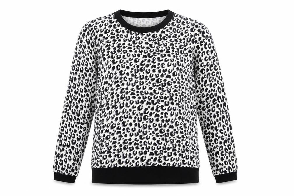 Roman Womens White Round Neck Animal Print Viscose Pullover Jumper Size 10 - Leopard Print