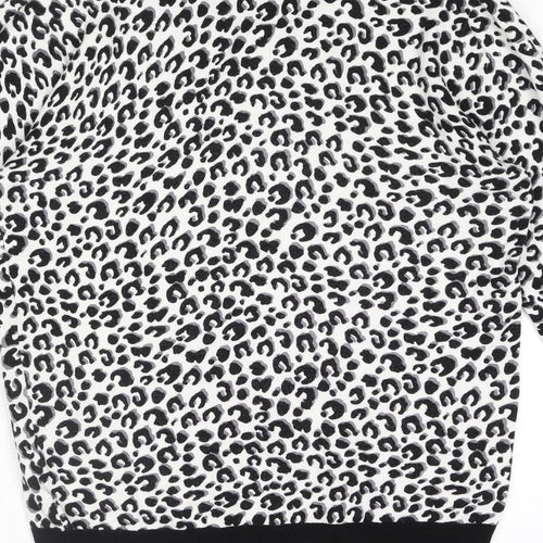 Roman Womens White Round Neck Animal Print Viscose Pullover Jumper Size 10 - Leopard Print