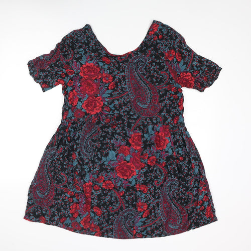 Staring at Stars Womens Multicoloured Paisley Viscose A-Line Size M Boat Neck Zip - Smocked
