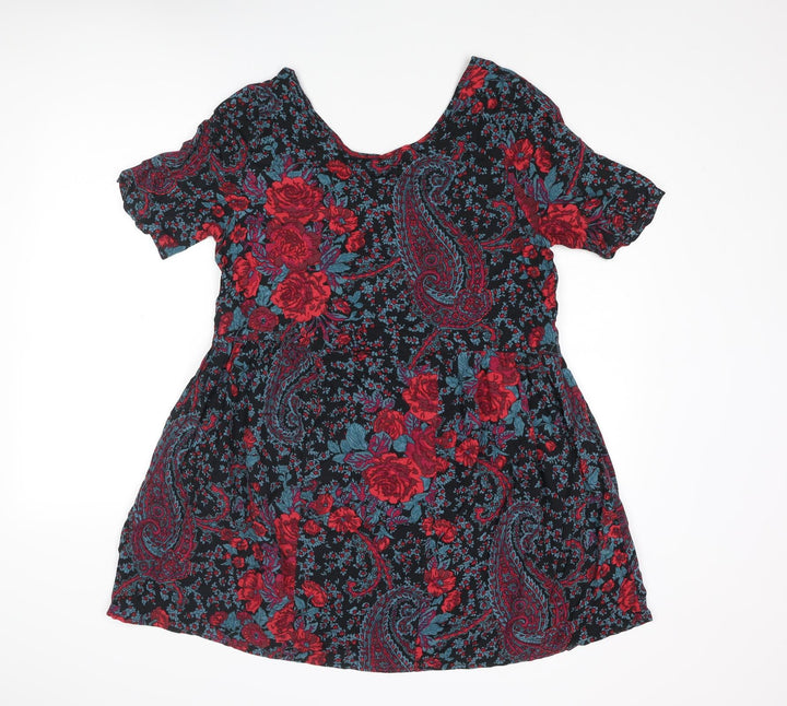 Staring at Stars Womens Multicoloured Paisley Viscose A-Line Size M Boat Neck Zip - Smocked