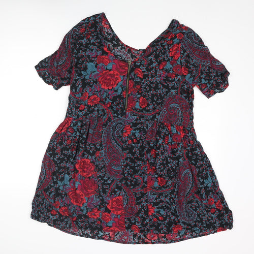Staring at Stars Womens Multicoloured Paisley Viscose A-Line Size M Boat Neck Zip - Smocked
