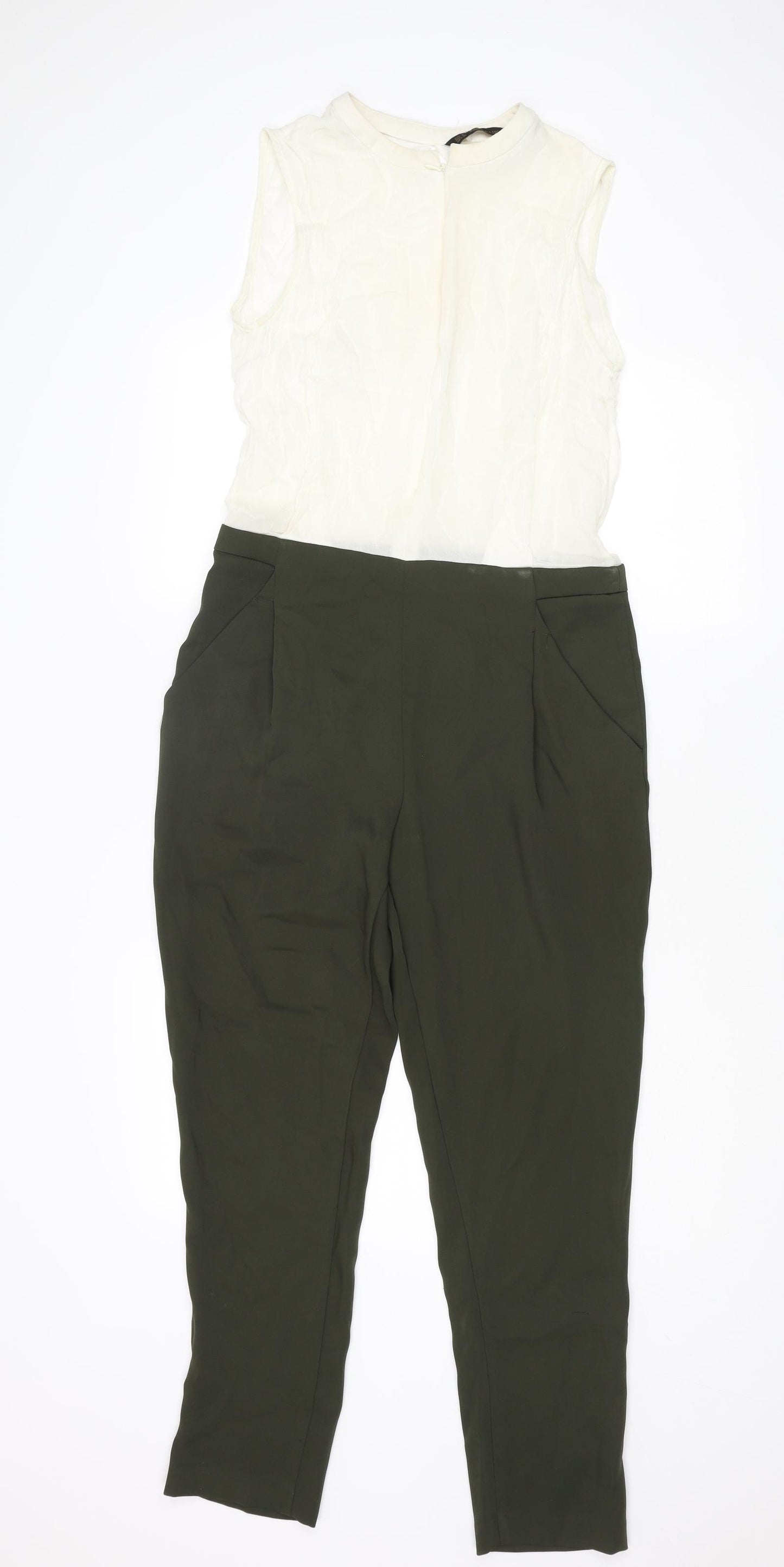 Zara Womens Green Polyester Jumpsuit One-Piece Size S L26 in Zip