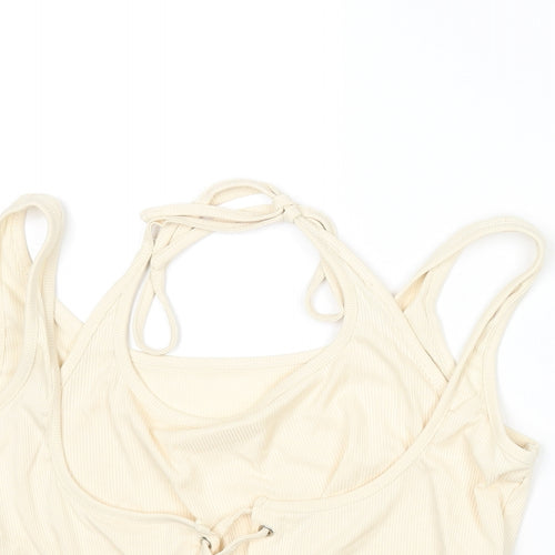 Cider Womens Ivory Polyester Cropped Blouse Size XL Halter - Layered Corset Style