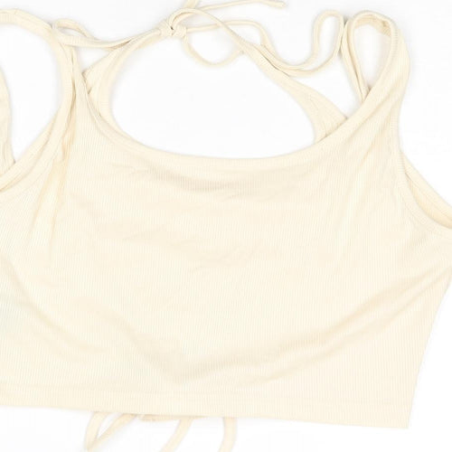 Cider Womens Ivory Polyester Cropped Blouse Size XL Halter - Layered Corset Style