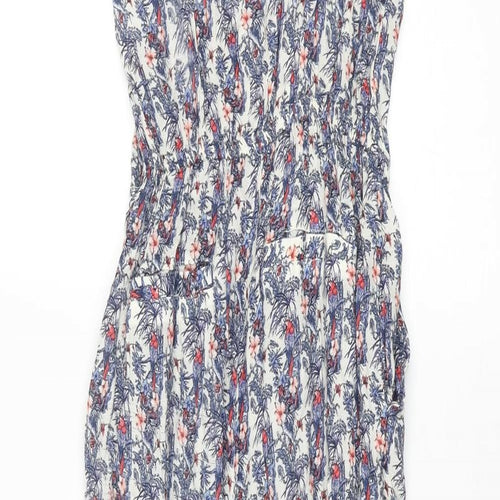 Pull&Bear Womens Blue Geometric Polyester Jumpsuit One-Piece Size S L27 in Button - Floral Print