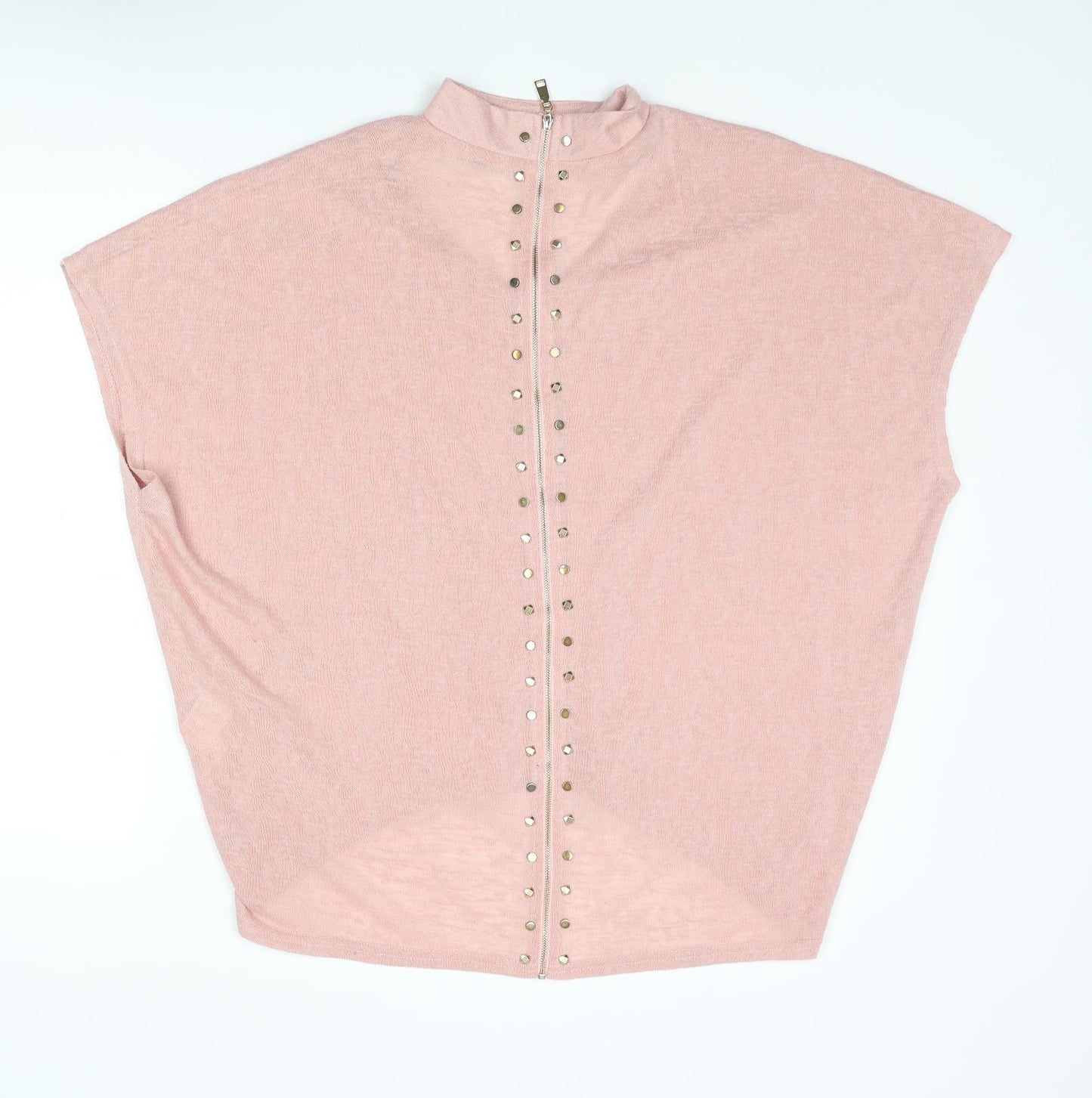 Blue Vanilla Womens Pink V-Neck Polyester Pullover Jumper Size M - Stud Detail Size M-L