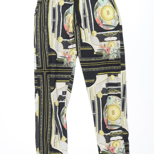 Fashion Nova Mens Multicoloured Geometric Polyester Cropped Trousers Size S L28 in Regular Drawstring