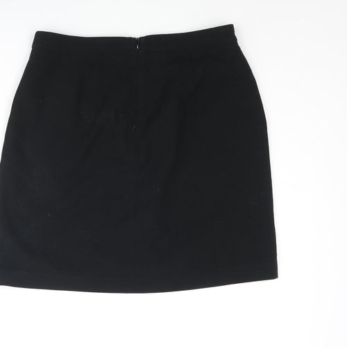 Marks and Spencer Womens Black Polyester Mini Skirt Size 10 Zip