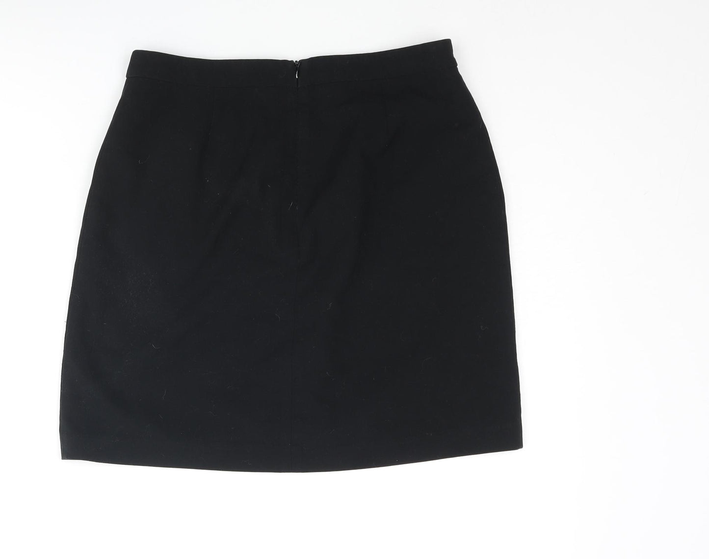 Marks and Spencer Womens Black Polyester Mini Skirt Size 10 Zip