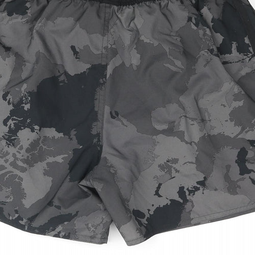 adidas Mens Grey Camouflage Polyester Athletic Shorts Size S Regular Drawstring - Three Stripe Logo