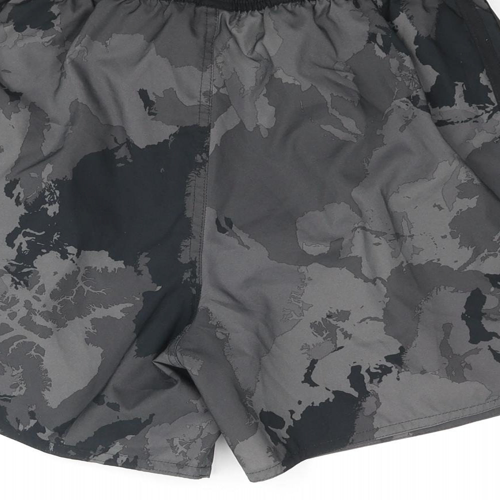 adidas Mens Grey Camouflage Polyester Athletic Shorts Size S Regular Drawstring - Three Stripe Logo