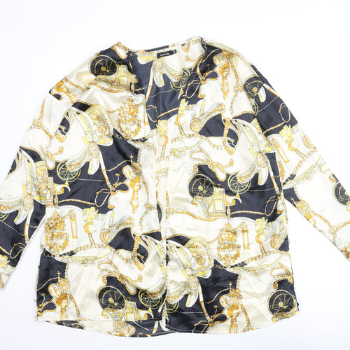 Boohoo Womens Multicoloured Geometric Polyester Kimono Blouse Size 14 V-Neck - Chain and Carriage Pattern