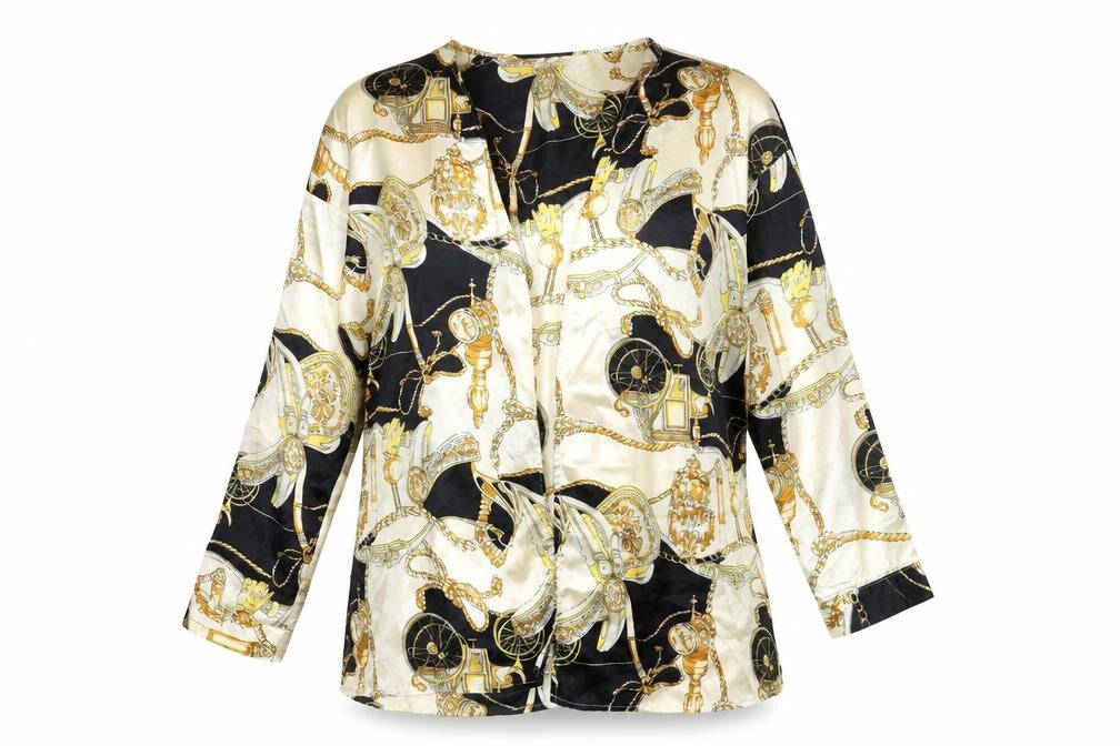 Boohoo Womens Multicoloured Geometric Polyester Kimono Blouse Size 14 V-Neck - Chain and Carriage Pattern