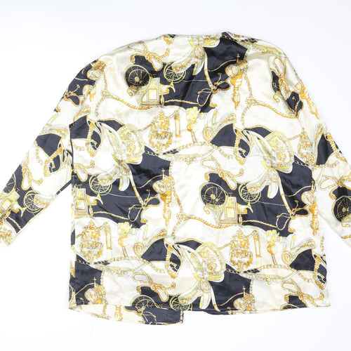 Boohoo Womens Multicoloured Geometric Polyester Kimono Blouse Size 14 V-Neck - Chain and Carriage Pattern