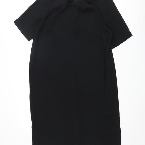 Marks and Spencer Womens Black Polyester Shift Size 12 Round Neck Button