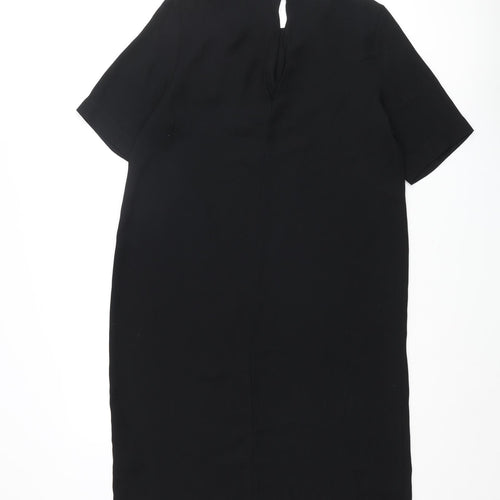 Marks and Spencer Womens Black Polyester Shift Size 12 Round Neck Button
