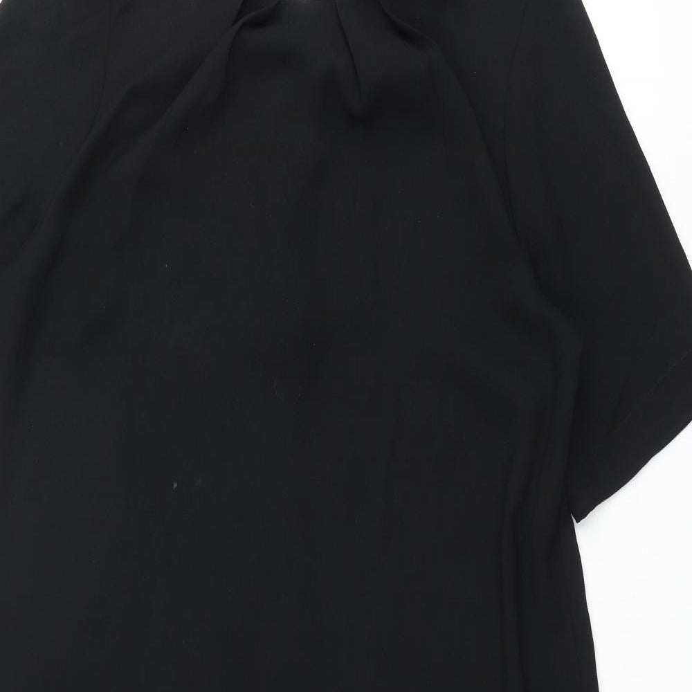 Marks and Spencer Womens Black Polyester Shift Size 12 Round Neck Button
