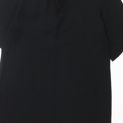 Marks and Spencer Womens Black Polyester Shift Size 12 Round Neck Button