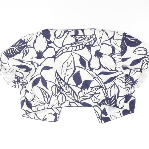 Pomodoro Womens Blue Geometric Jacket Coat Size 12 - Plant Print