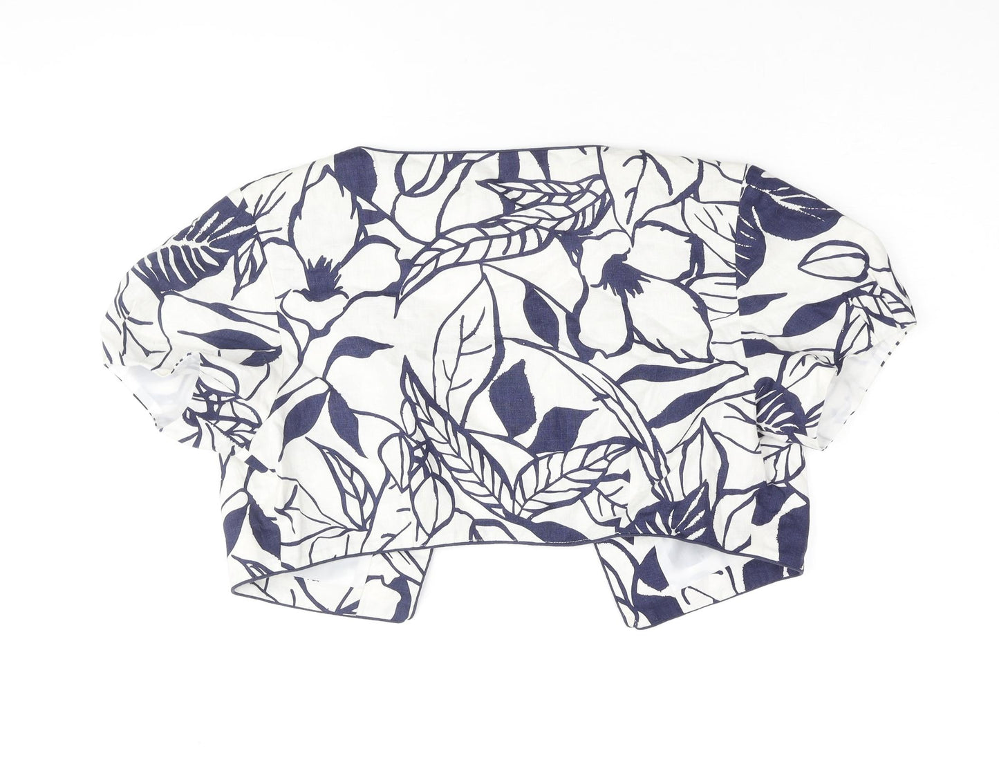 Pomodoro Womens Blue Geometric Jacket Coat Size 12 - Plant Print