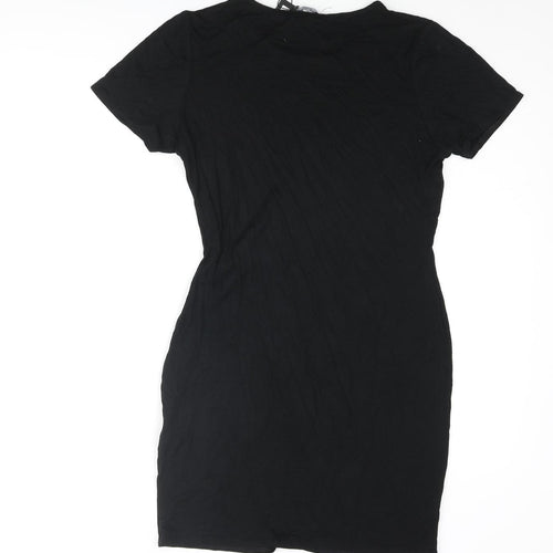 I SAW IT FIRST Womens Black Viscose T-Shirt Dress Size 12 Round Neck Pullover