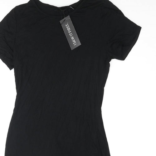 I SAW IT FIRST Womens Black Viscose T-Shirt Dress Size 12 Round Neck Pullover