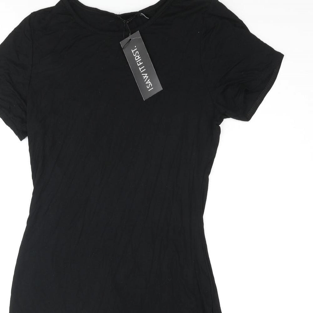 I SAW IT FIRST Womens Black Viscose T-Shirt Dress Size 12 Round Neck Pullover