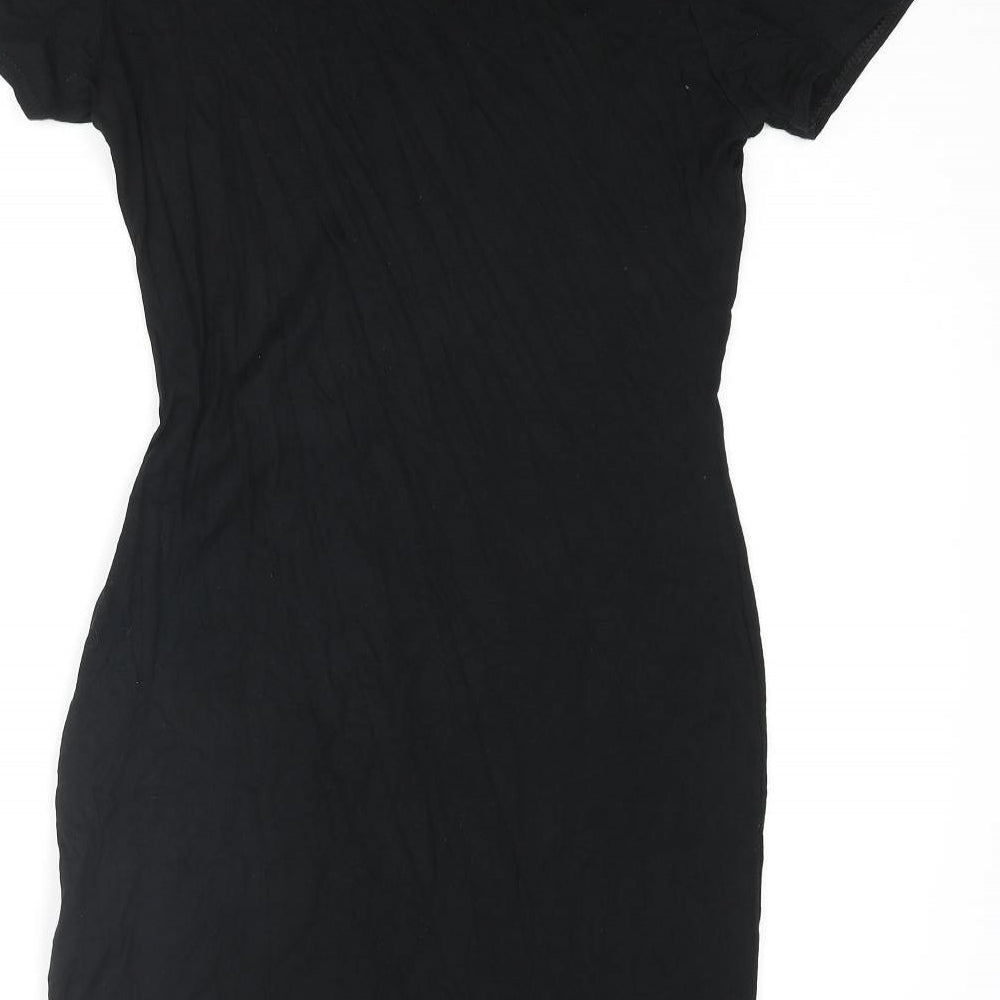 I SAW IT FIRST Womens Black Viscose T-Shirt Dress Size 12 Round Neck Pullover