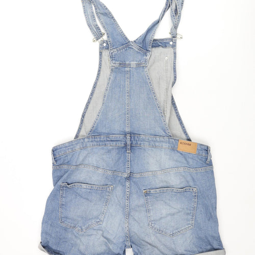 H&M Womens Blue Cotton Dungaree Shorts Shorts Size 16 L5 in Regular Button
