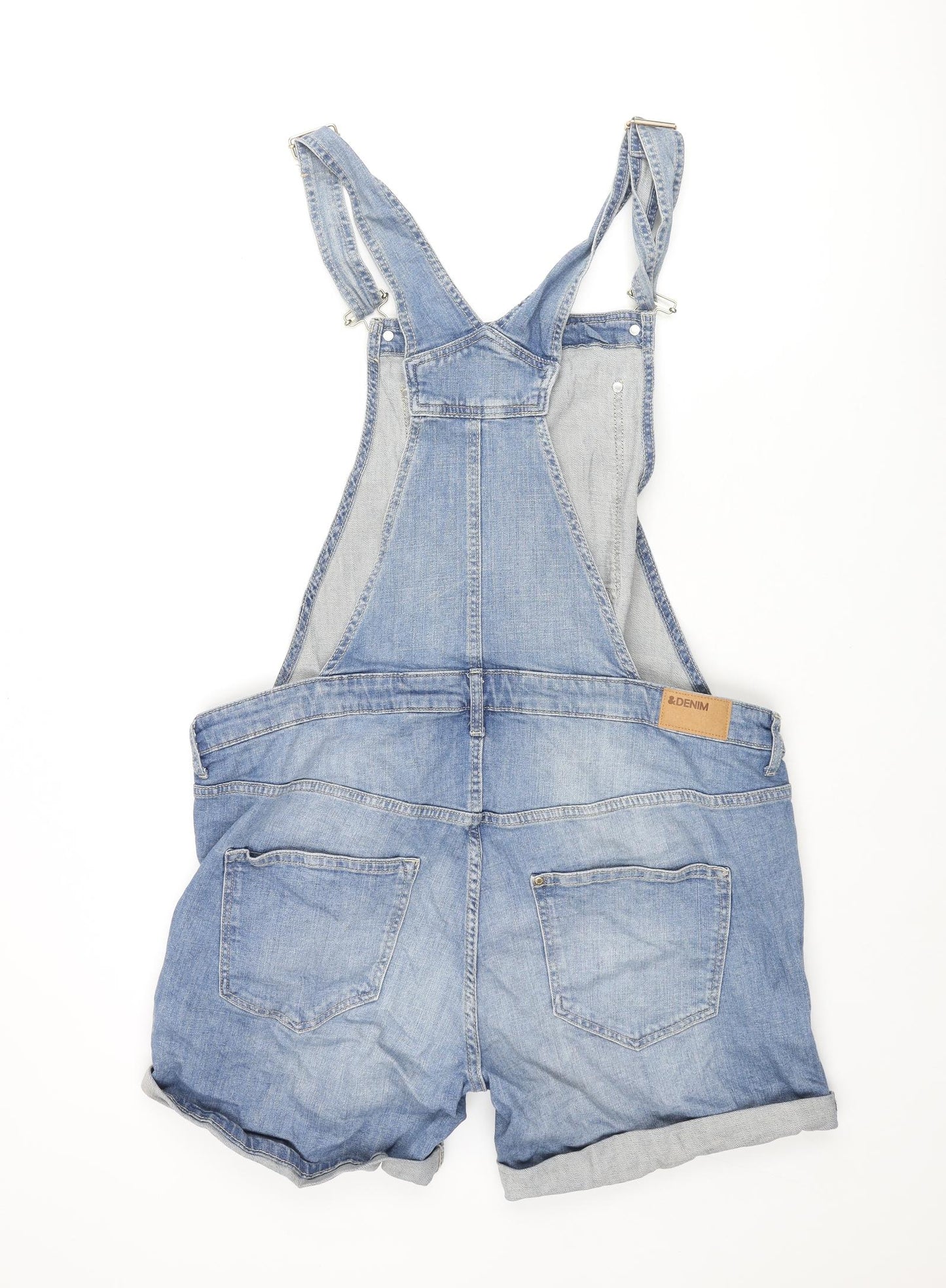 H&M Womens Blue Cotton Dungaree Shorts Shorts Size 16 L5 in Regular Button