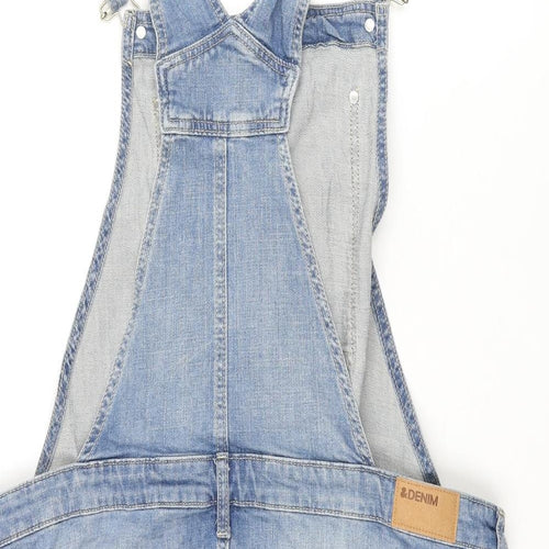 H&M Womens Blue Cotton Dungaree Shorts Shorts Size 16 L5 in Regular Button