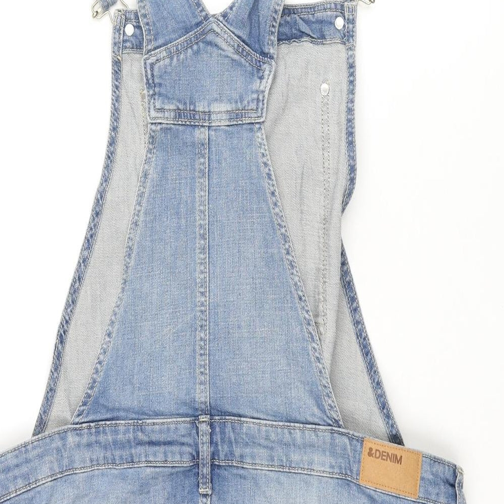 H&M Womens Blue Cotton Dungaree Shorts Shorts Size 16 L5 in Regular Button