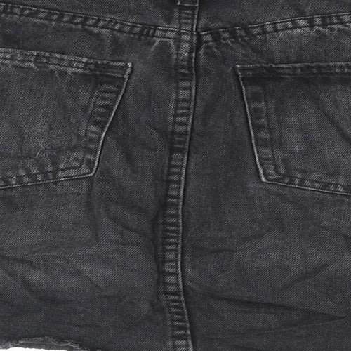 H&M Womens Grey Cotton Mini Skirt Size 4 Zip - Distressed